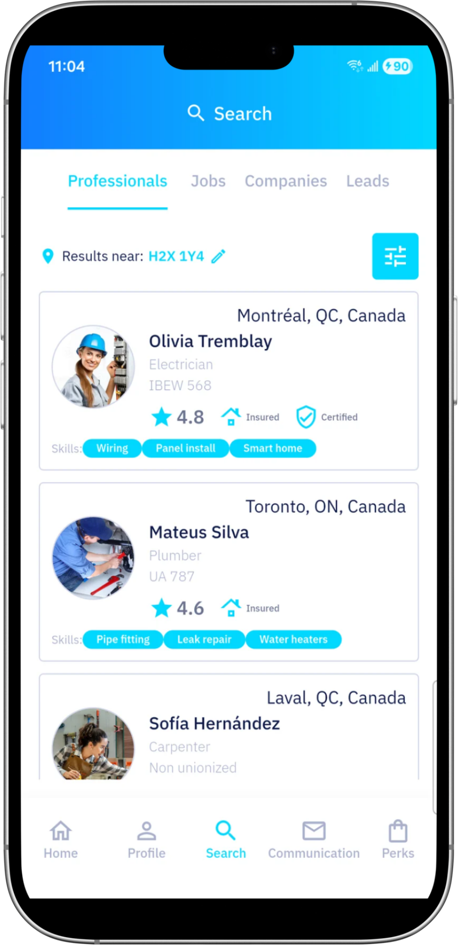 Kavio search screen